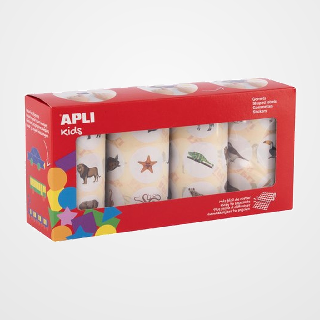 GOMETS APLI  ROLLO 30h FAMILIAS DE ANIMALES 33mm PACK 4 rollos 1.400 uds. (20054)
