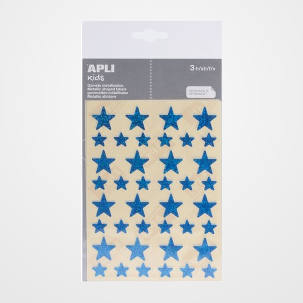 GOMETS APLI METALIZADOS BOLSA 3h ESTRELLA surt.(GDE.y PEQ.) HOLOGRAFICA AZUL 120 uds. (12057)