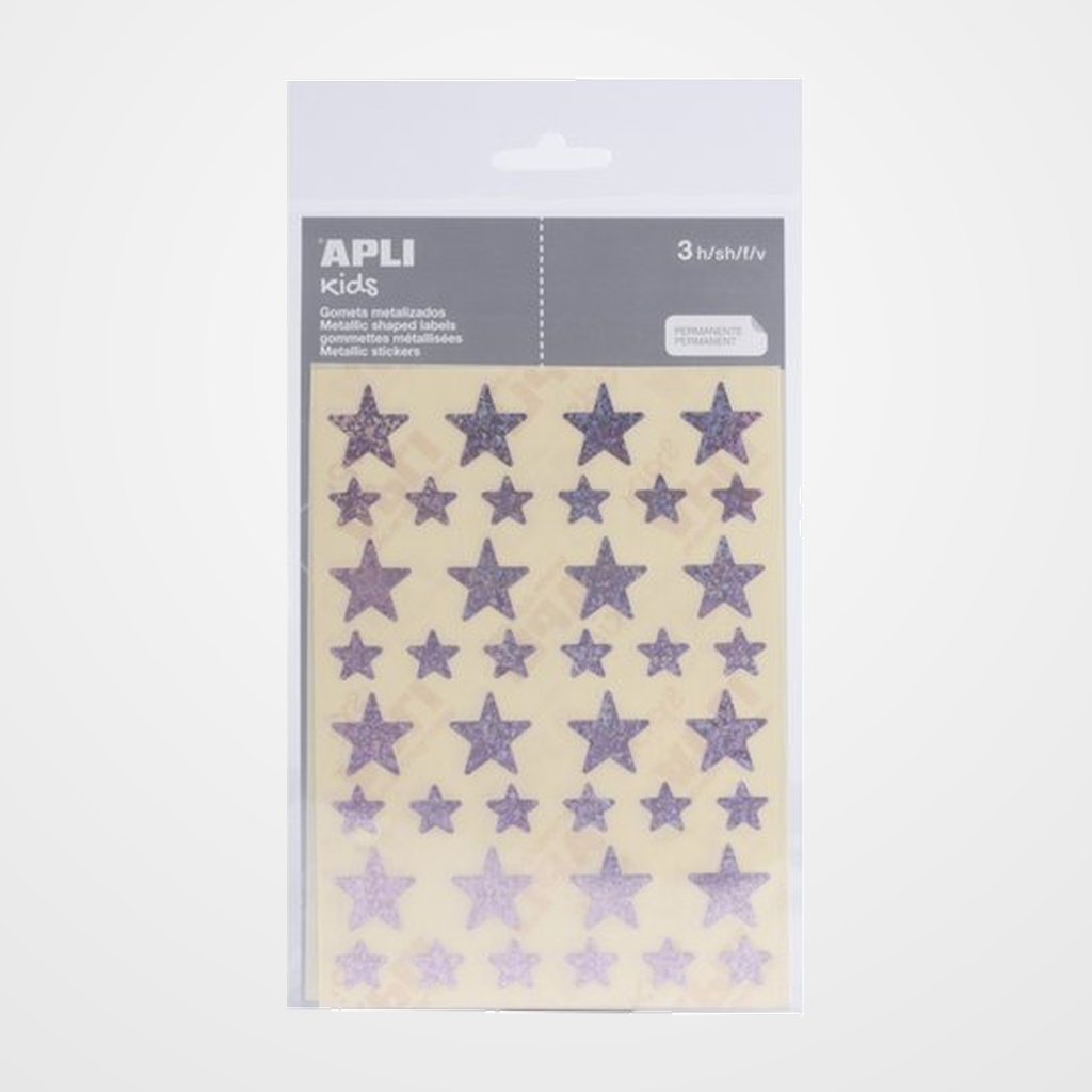 GOMETS APLI METALIZADOS BOLSA 3h ESTRELLA surt.(GDE.y PEQ.) HOLOGRAFICA ROSA 120 uds. (12055)