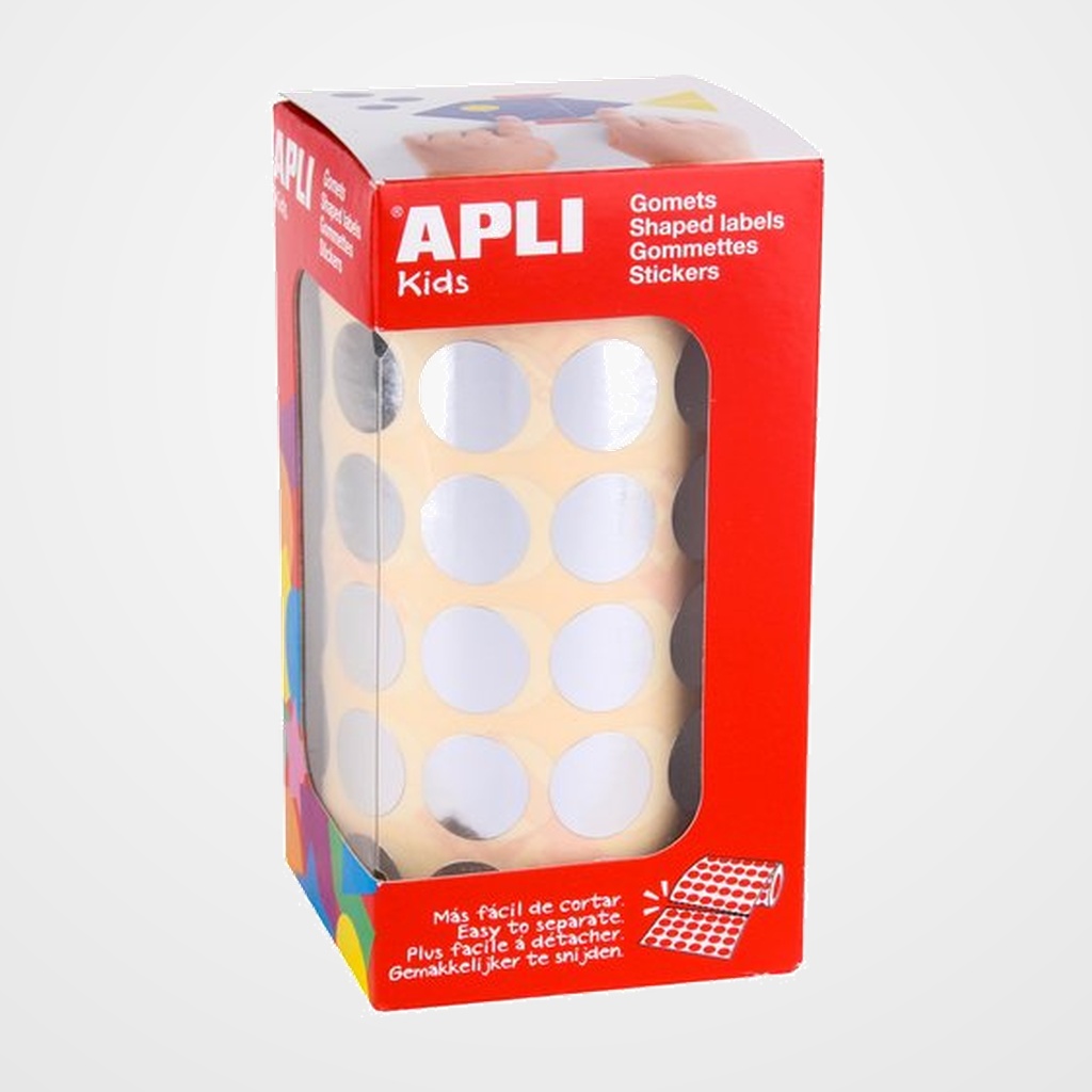 GOMETS APLI METALIZADOS ROLLO 59h CIRCULO Ø 15 mm PLATA 2.832 uds. (11630)