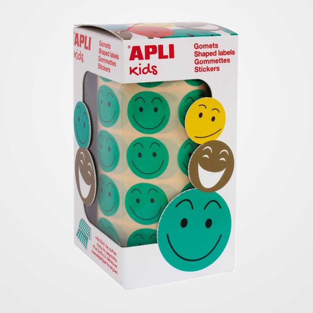 GOMETS APLI ROLLO CARA FELIZ SMILE 30h CIRCULO Ø 20mm VERDE 900 uds. (14373)
