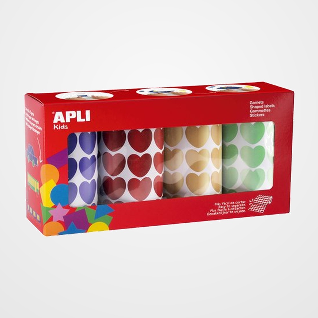 GOMETS APLI ROLLO CORAZONES 20 mm PACK DE 4 (COL. MET.)  (19718)