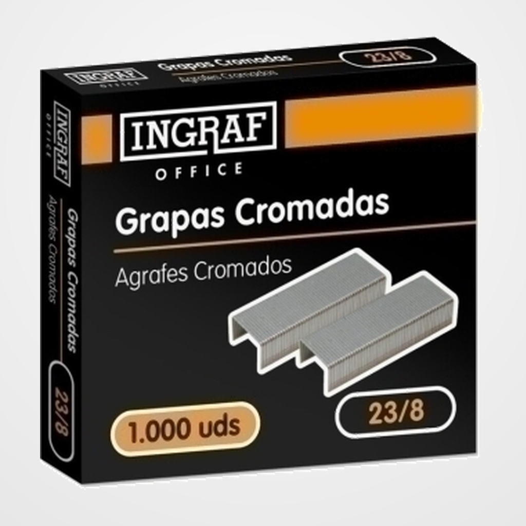 GRAPAS OFFICE GRUESOS 23/8 GALVANIZADAS caja de 1000