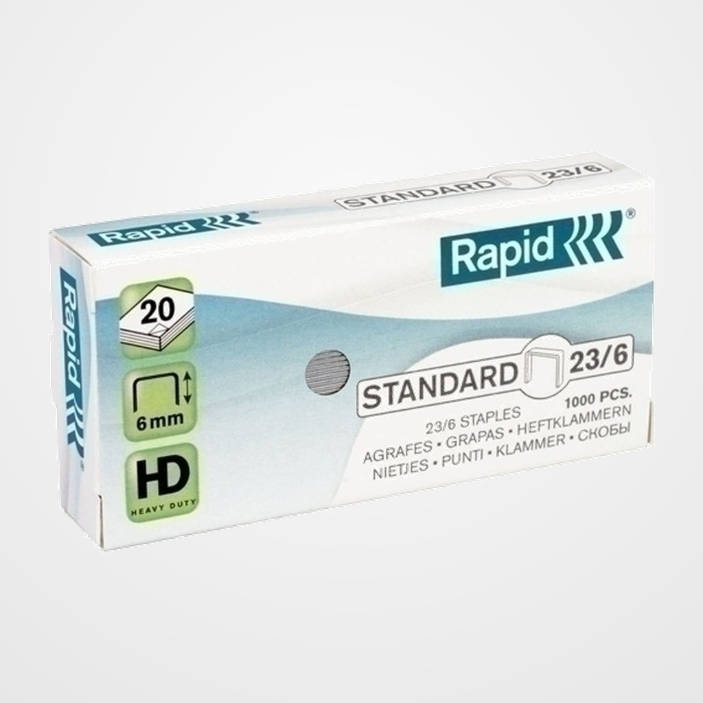 GRAPAS RAPID STANDARD 23/6 mm. GALVANIZADAS caja de 1000