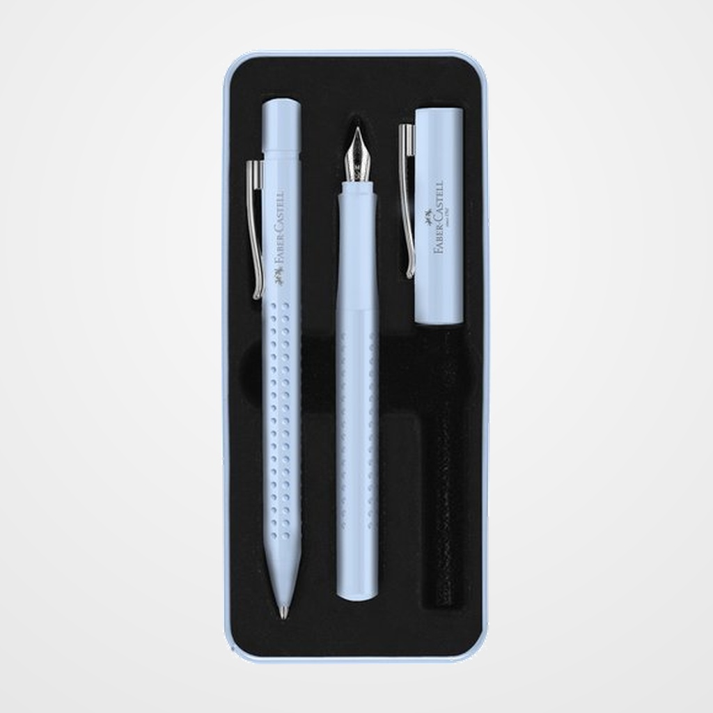 JUEGO BOLIGRAFO+PLUMA FABER-CASTELL GRIP 2010 (M) SKY BLUE