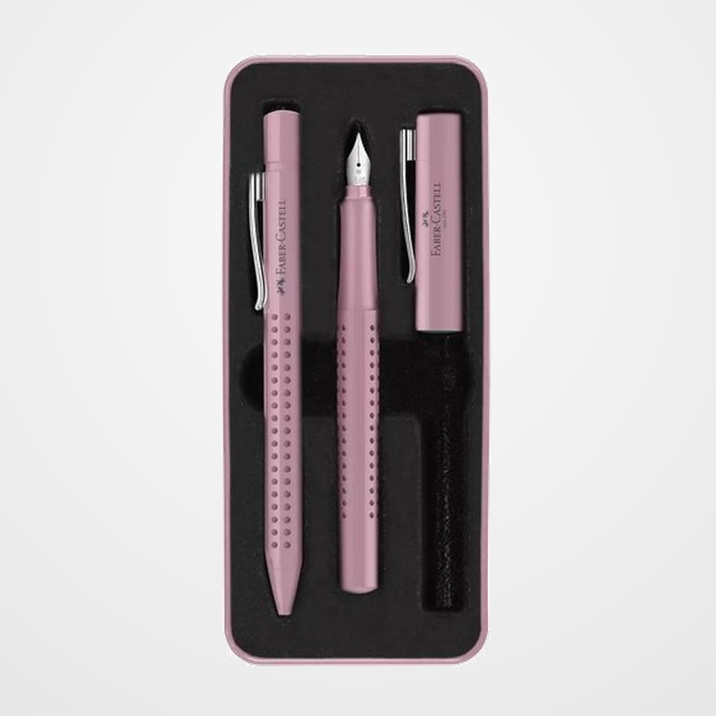 JUEGO BOLIGRAFO+PLUMA FABER-CASTELL GRIP 2010 (M) SOMBRA ROSA