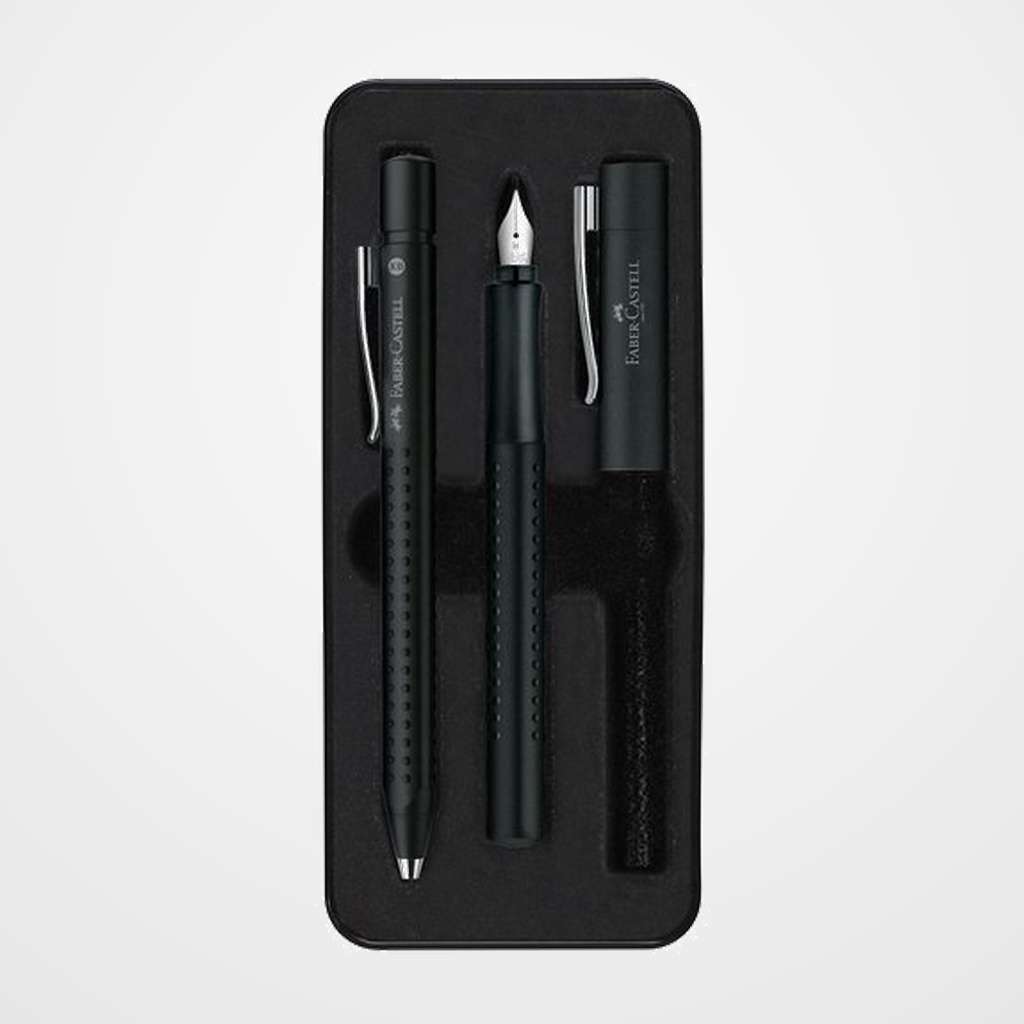 JUEGO BOLIGRAFO+PLUMA FABER-CASTELL GRIP 2011 (M) NEGRO MATE