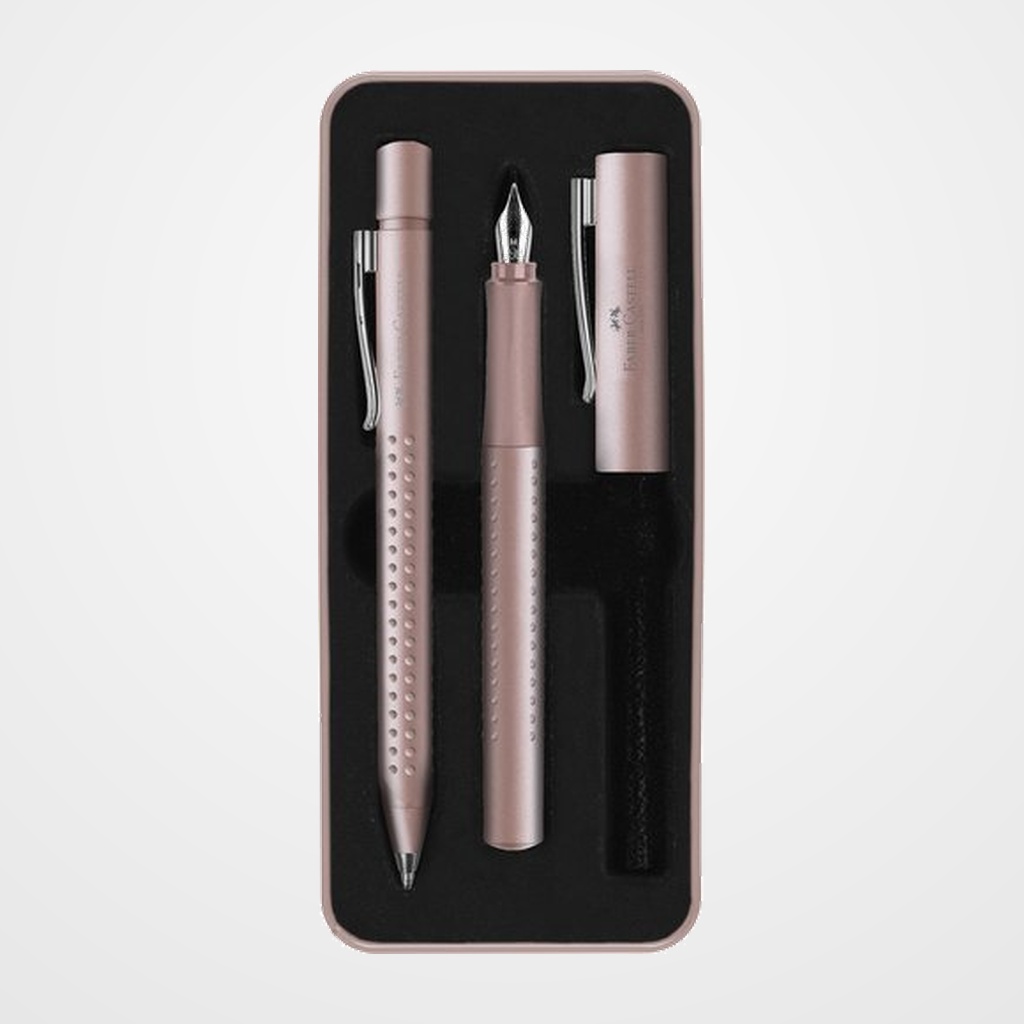 JUEGO BOLIGRAFO+PLUMA FABER-CASTELL GRIP 2011 (M) PALE ROSE