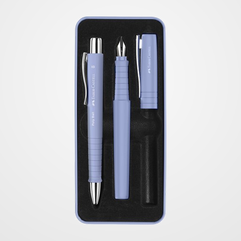 JUEGO BOLIGRAFO+PLUMA FABER-CASTELL POLY PEN B y POLY BALL XB IRIS PALIDO