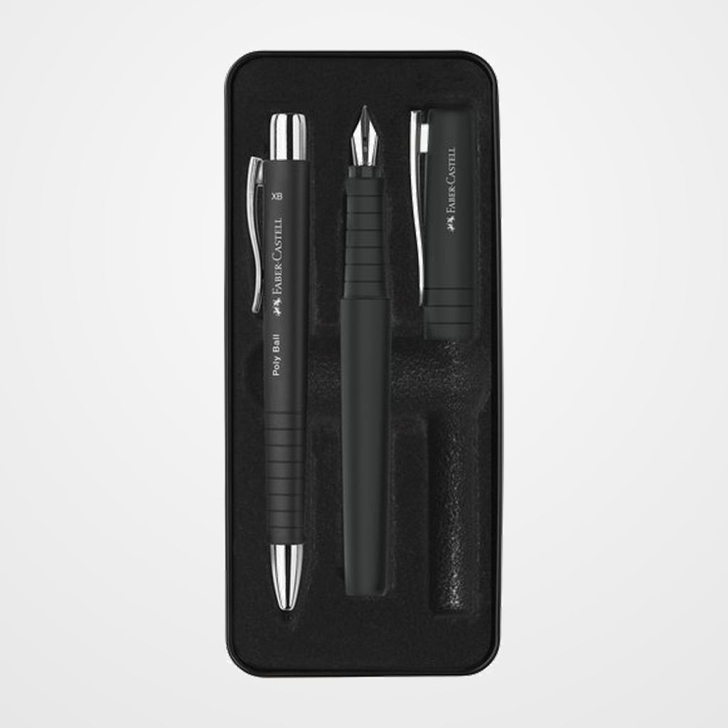 JUEGO BOLIGRAFO+PLUMA FABER-CASTELL POLY PEN B Y XB NEGRO