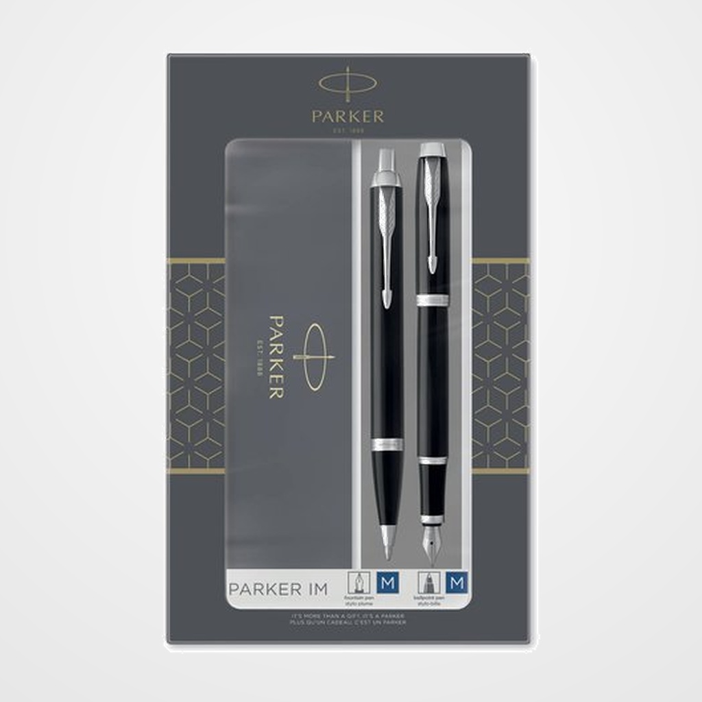 JUEGO BOLIGRAFO+PLUMA PARKER IM CORE NEGRO LACA CT