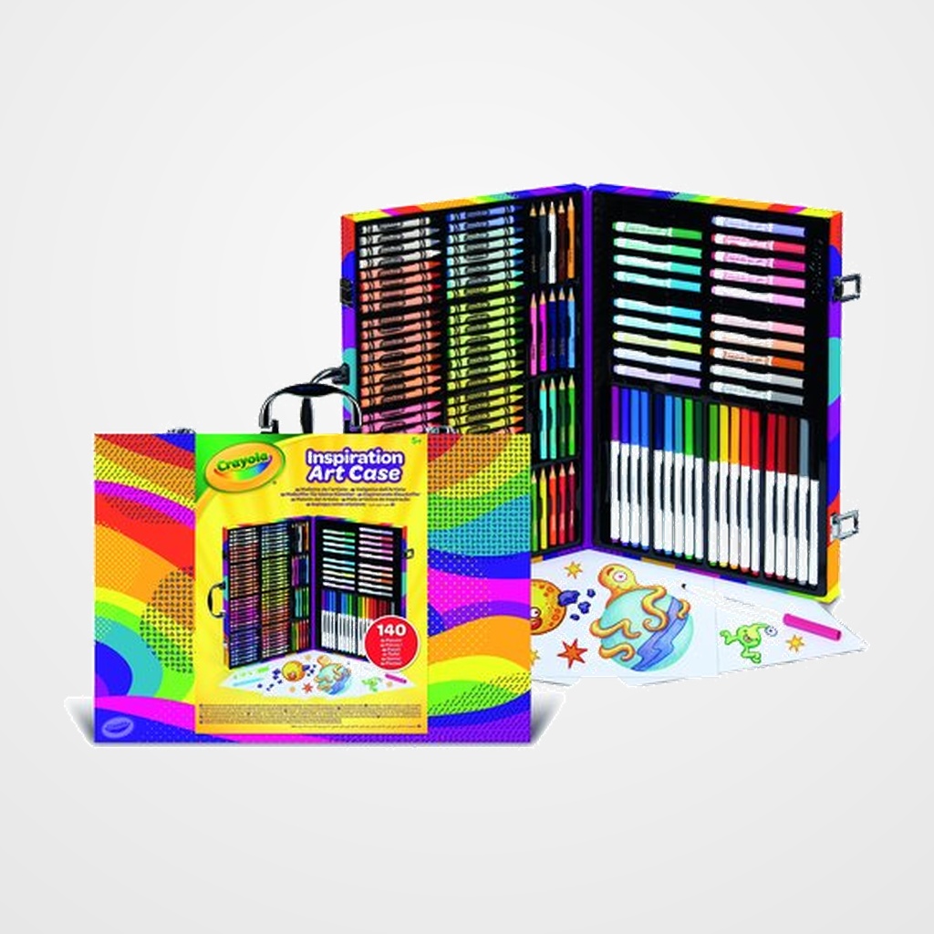 JUEGO CRAYOLA MALETIN DEL ARTISTA ARCOIRIS 140 PZ (+4 años) (1x maletin, 64x ceras, 20x mini lapices, 40x rotuladores lavables, 15x hojas de papel 25x34)