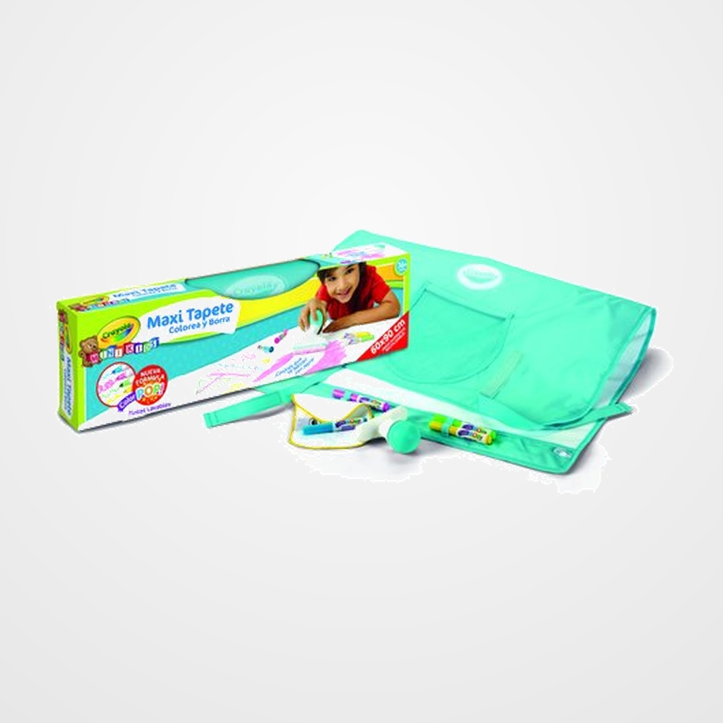 [25001233] JUEGO CRAYOLA MAXI TAPETE COLOREA Y BORRA (+3 años) Maxi tapete de suelo o colgar 60x90 4 Rotuladores color pop 1 Borrador recargable + paño