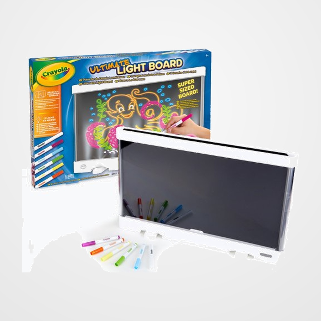 JUEGO CRAYOLA PIZARRA LED DE LUXE (+6 años) 1 Pizarra led panel removible 6 Mini rotuladores gel FX