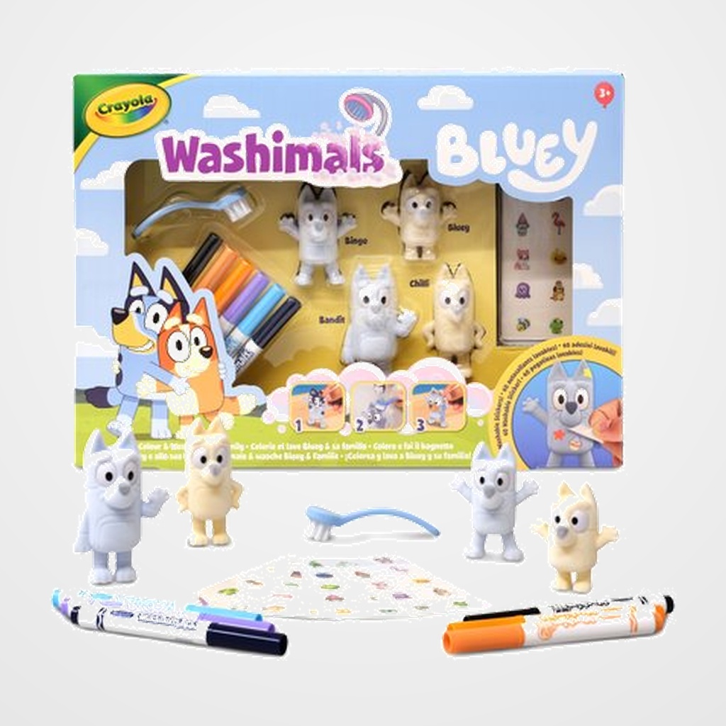 JUEGO CRAYOLA WASHIMALS BLUEY SET 4 MASCOTAS (+3 años)
