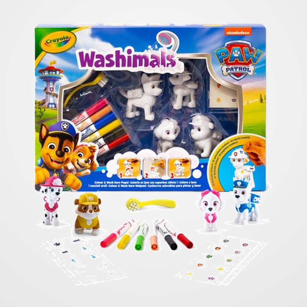 [25001599] JUEGO CRAYOLA WASHIMALS PAW PATROL SET 4 MASCOTAS (+3 años)