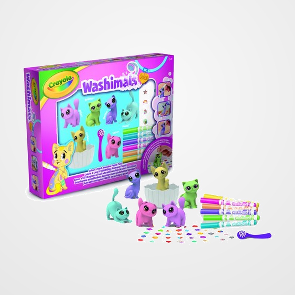 JUEGO CRAYOLA WASHIMALS SET ACTIVIDADES NUEVA BAÑERA Y 6 MASCOTAS COLORES PASTEL (+3 años)