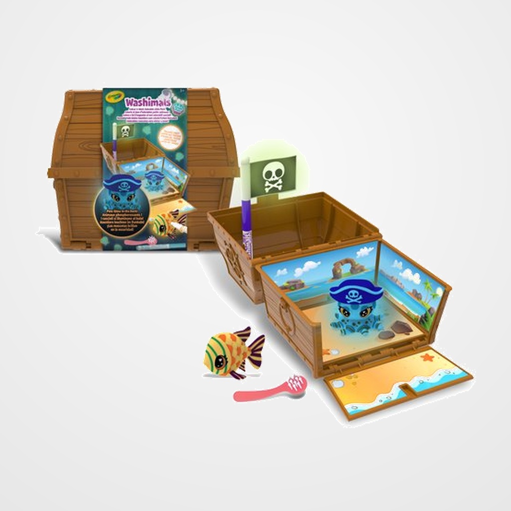 JUEGO CRAYOLA WASHIMALS WASHIMALS OCEAN GLOW PETS COFRE DEL TESORO (+3 años)
