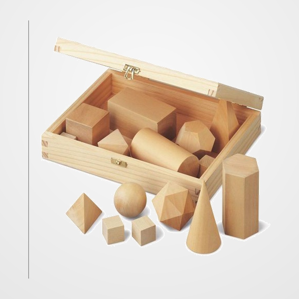 JUEGO DIDACTICO ESTUCHE CUERPOS GEOMETRICOS DE MADERA 15 UNIDADES