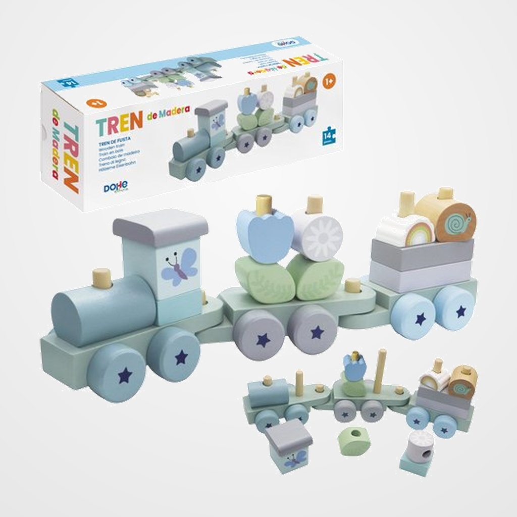 JUEGO DOHE EDUCA TREN DE MADERA 14 PZAS. (+1 año)