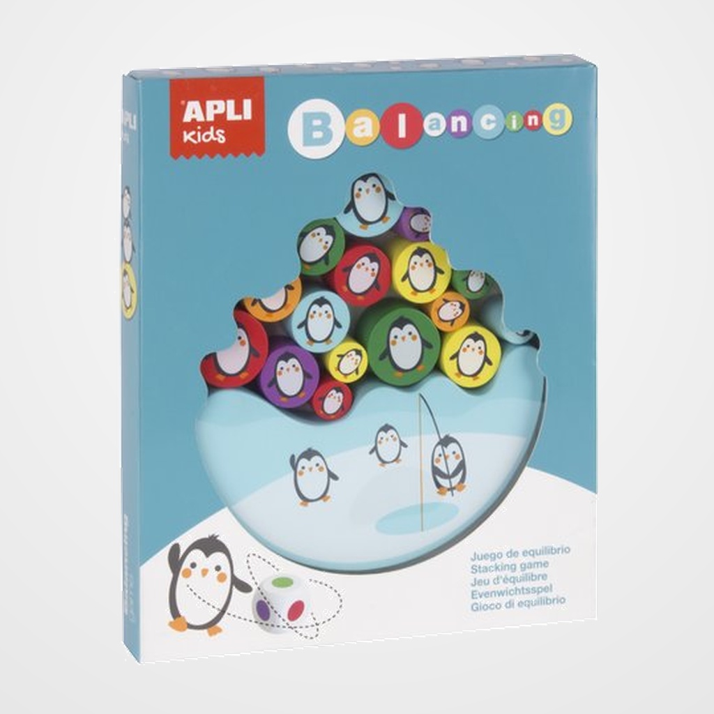 JUEGO EDUCATIVO APLI KIDS BALANCING GAME EQUILIBRIO DE MADERA 16 PIEZAS PINGÜINOS