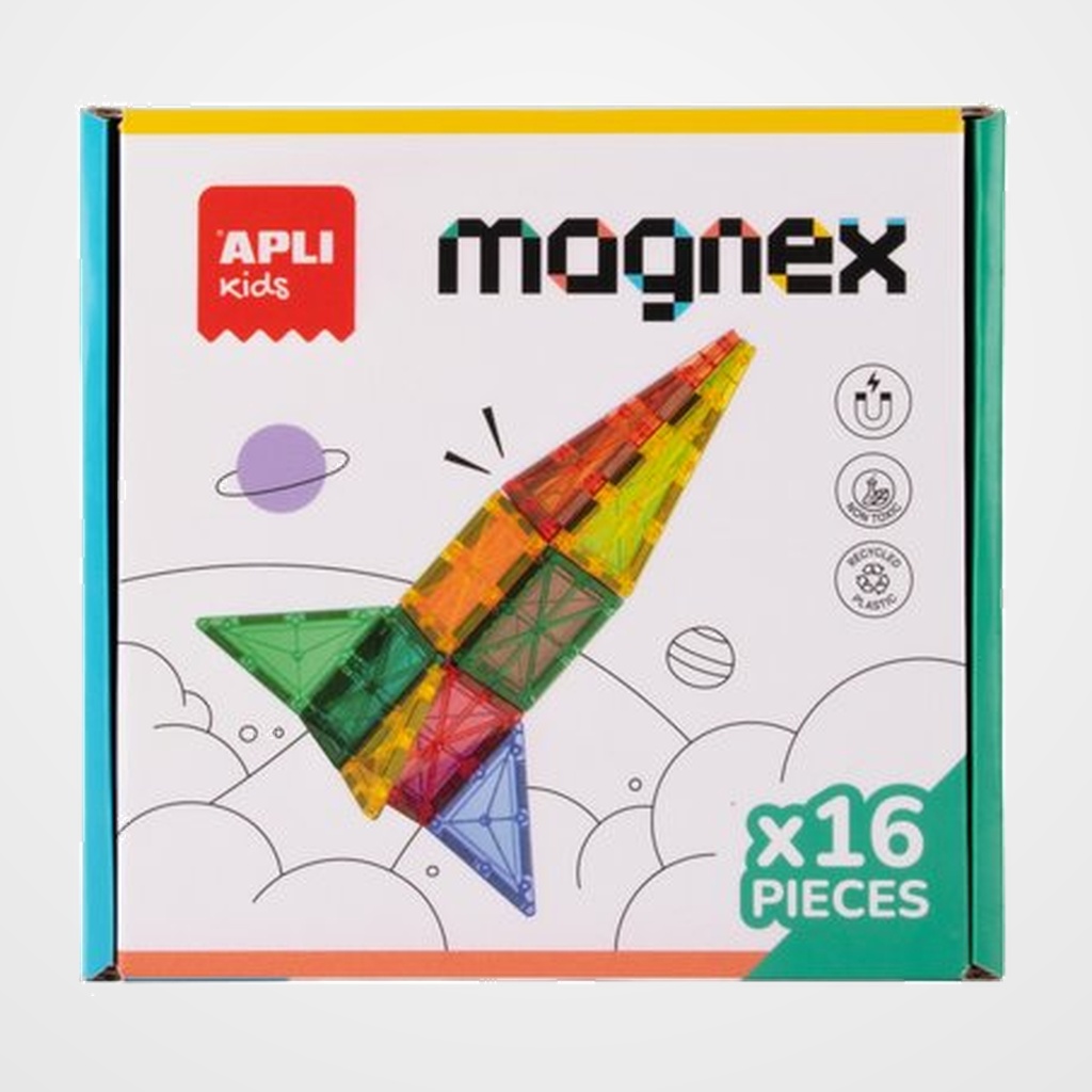 JUEGO EDUCATIVO APLI KIDS MAGNEX PIEZAS MAGNETICAS TRANSPARENTES 16 pz
