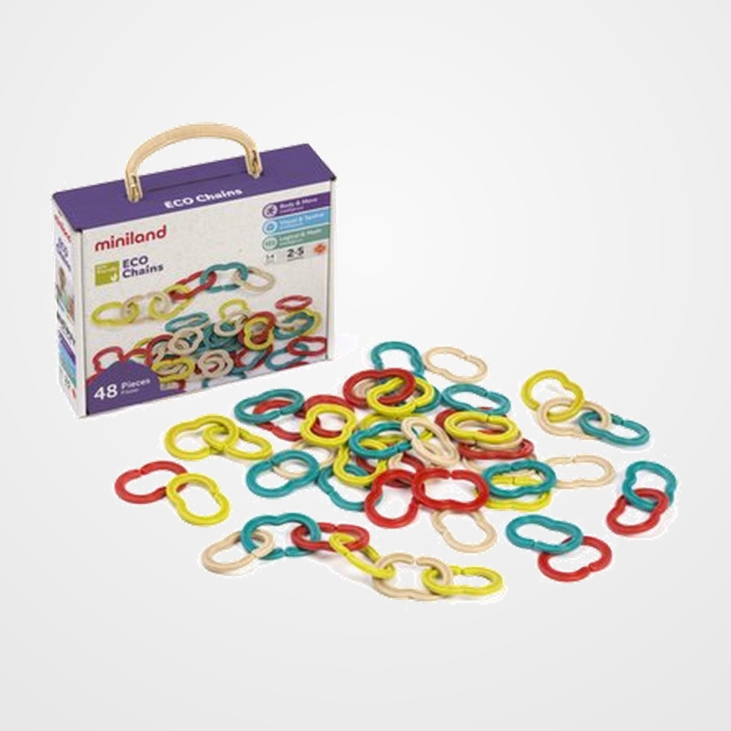 JUEGO EDUCATIVO MINILAND ENCAJABLES ECO CHAINS  48 PCS (2-5 AÑOS)