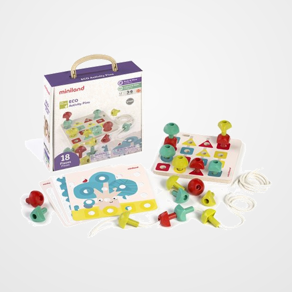 JUEGO EDUCATIVO MINILAND MATEMATICO ECO ACTIVITY PINS (3-6 AÑOS)