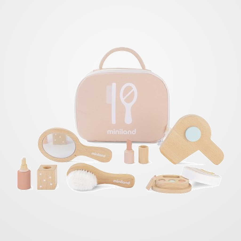 JUEGO EDUCAT.MINILAND SET DE BELLEZA DE MADERA PARA MUÑECOS (3-6 años)