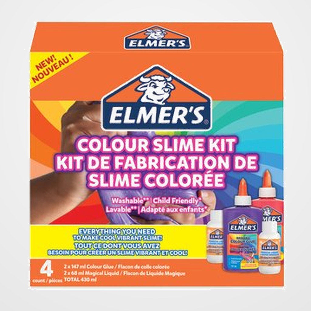 JUEGO ELMER´S SLIME STARTER PACK KIT COMPLETO COLORES OPACOS 2x PEGAMENTO COLORES OPACOS ROSA Y MORADO 147ml 2x LIQUIDO MAGICO 68ml