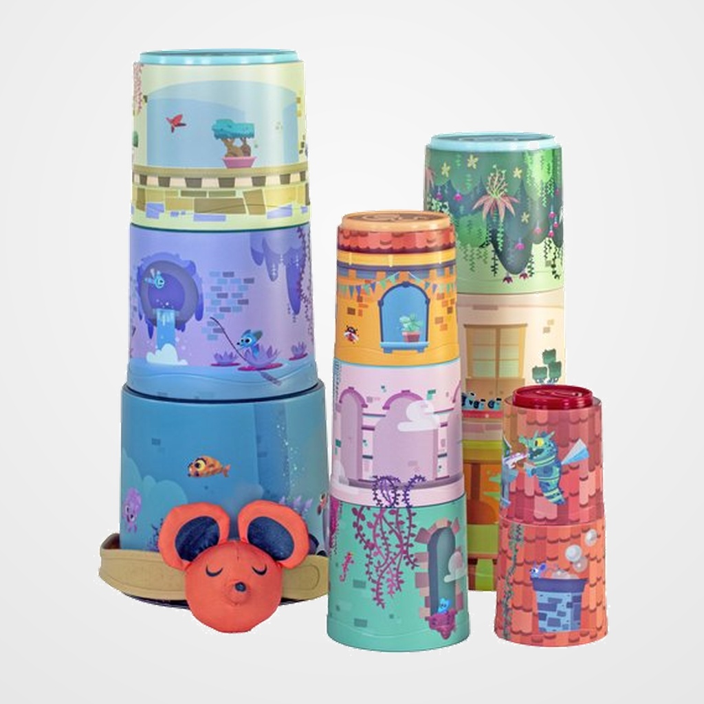 JUEGO MINILAND MYSTERY CASTLE (18 m -3 a) (1 raton de peluche+11 cubos aplilables)