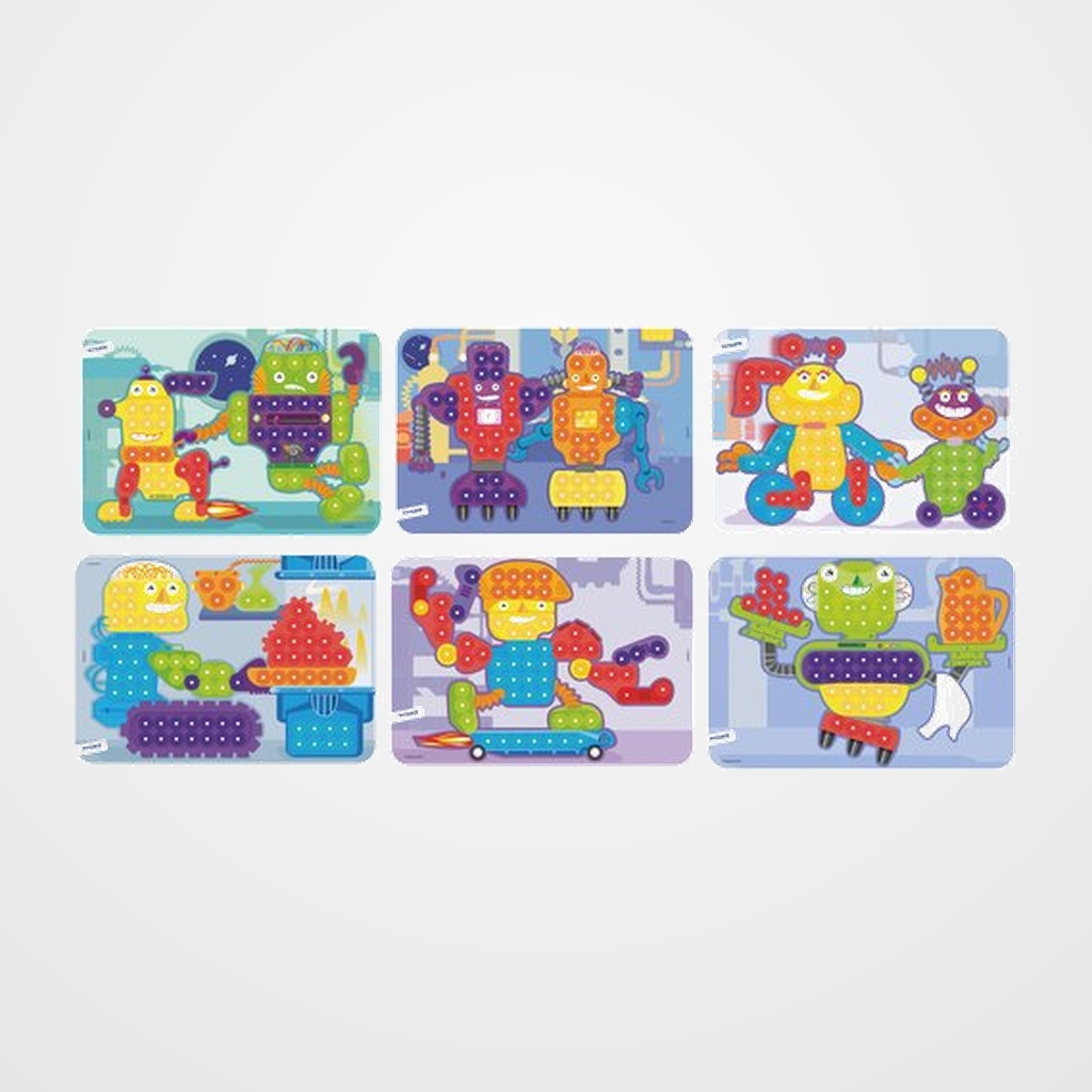 JUEGO MINILAND PEGS 15mm ROBOTS PACK de 6 (3-6 años)