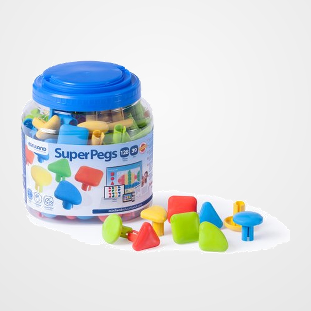 JUEGO MINILAND SUPERPEGS COLORES BRILLANTES (128 Piezas) (2-5 años)