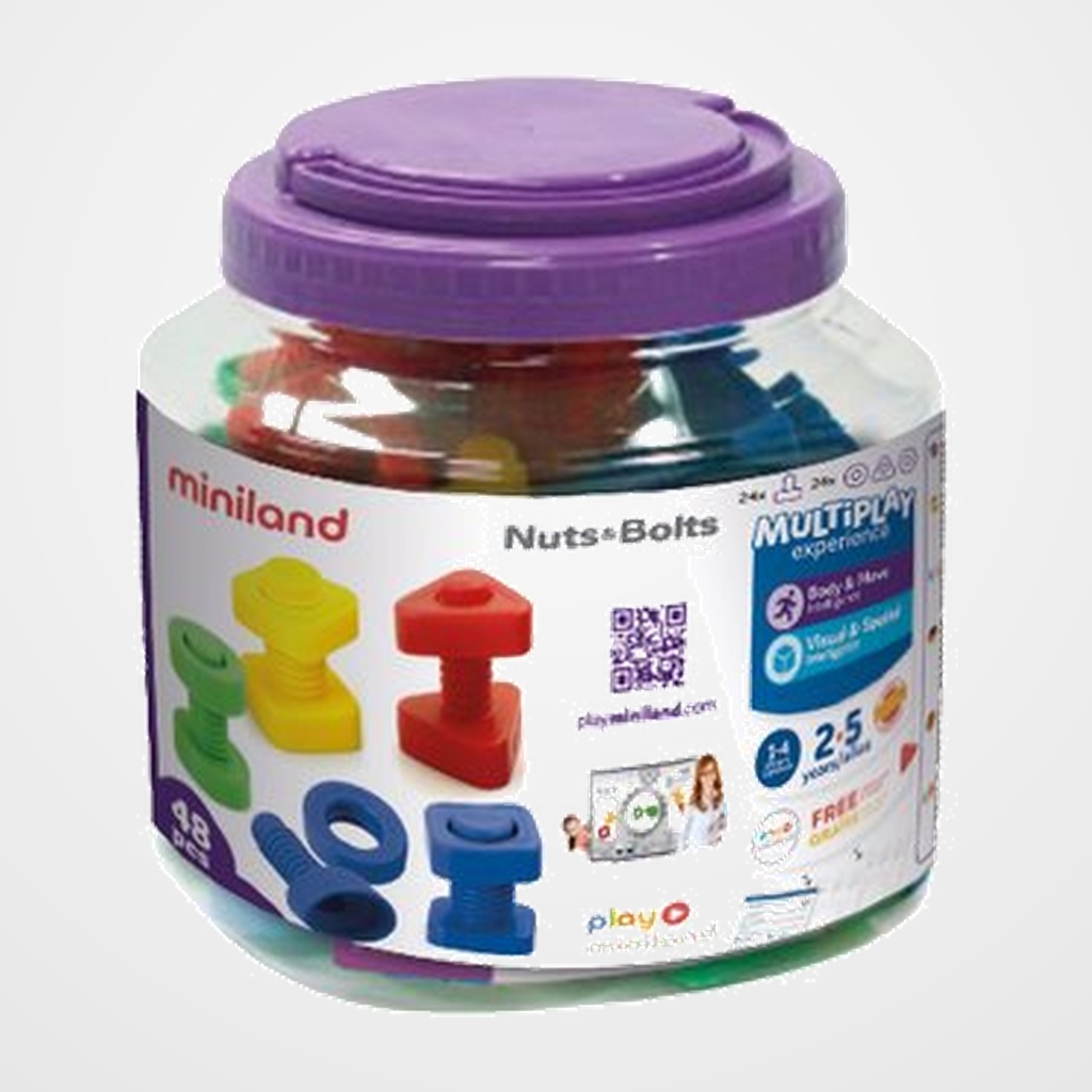 JUEGO MINILAND TORNILLOS Y TUERCAS (48 Piezas) (2-5 años)