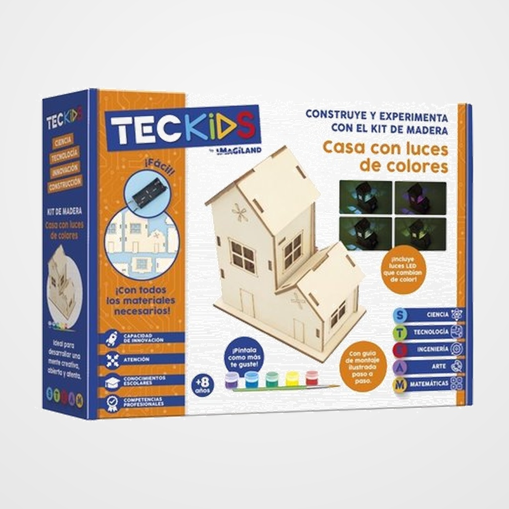 JUEGO TECKIDS IMAGILAND KIT MADERA CASA CON LUZ DE COLORES