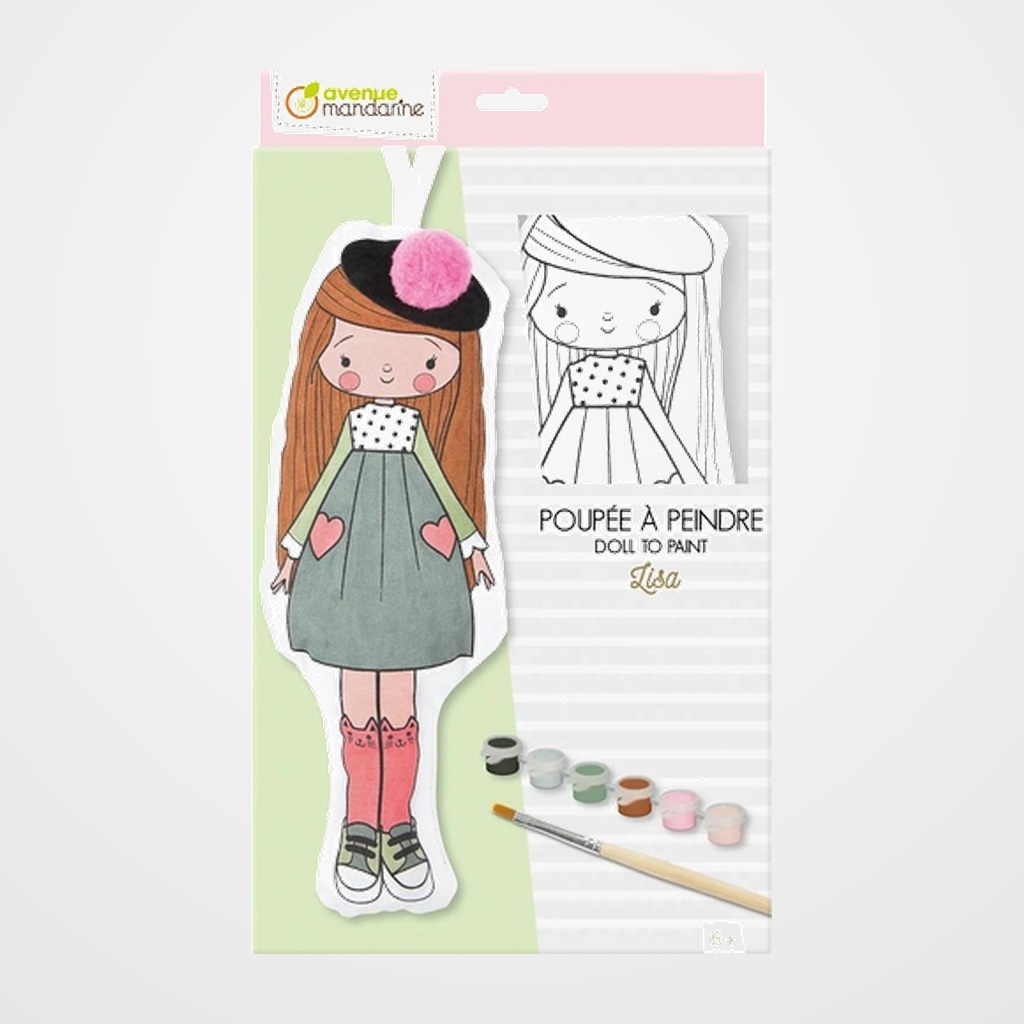 KIT DE MANUALIDADES AVENUE MANDARINE MUÑECA PARA PINTAR LISA (+6años)