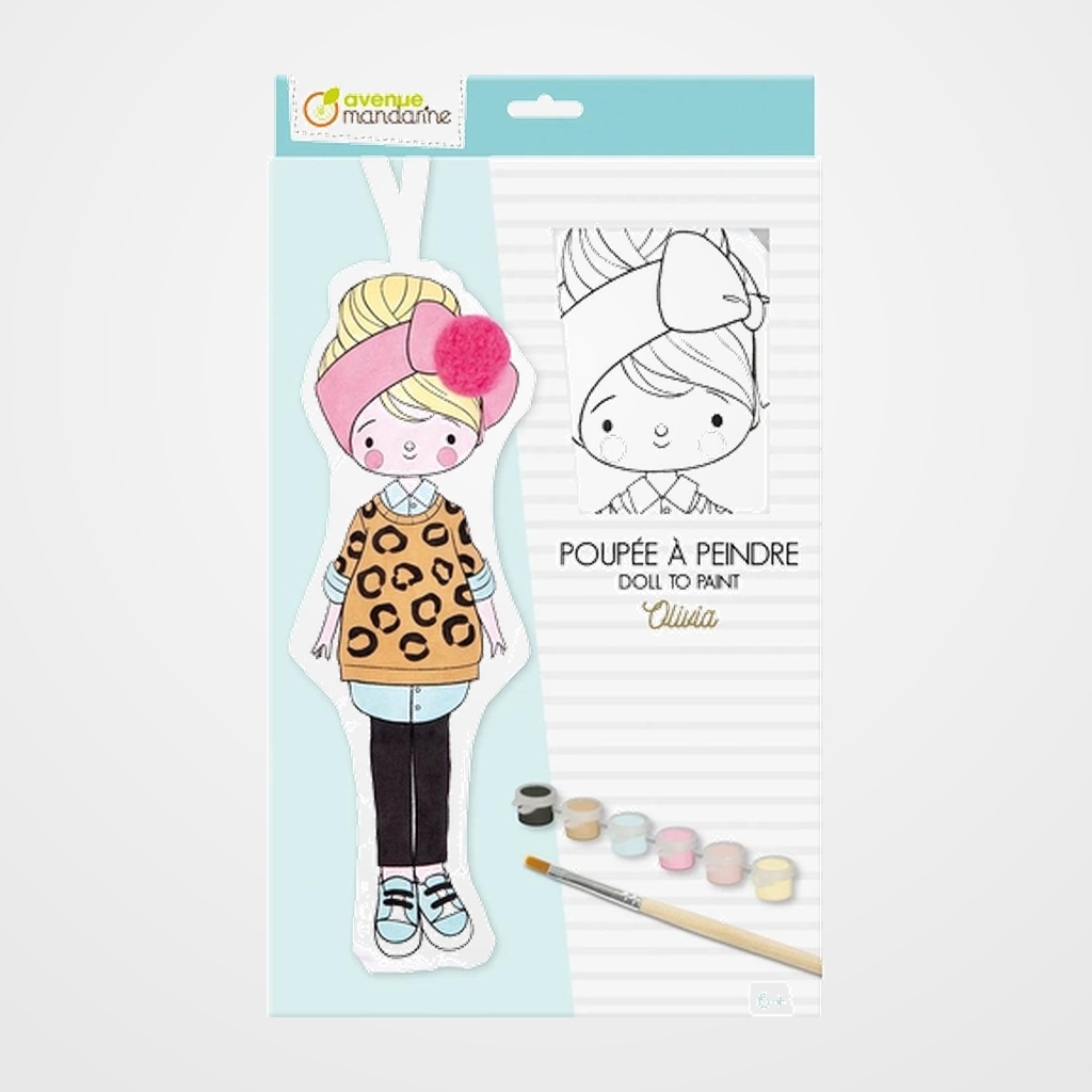KIT DE MANUALIDADES AVENUE MANDARINE MUÑECA PARA PINTAR OLIVIA (+6años)