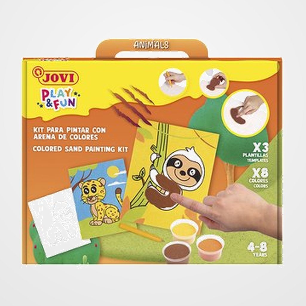 KIT DE MANUALIDADES JOVI PLAY&FUN PINTA CON ARENA DE COLORES ANIMALES TERRESTRES