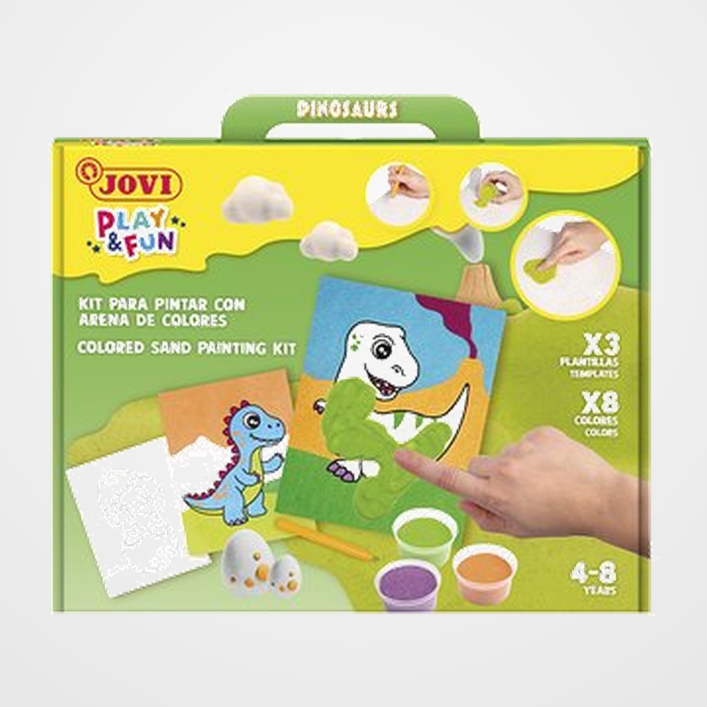 [25202051] KIT DE MANUALIDADES JOVI PLAY&FUN PINTA CON ARENA DE COLORES DINOSAURIOS