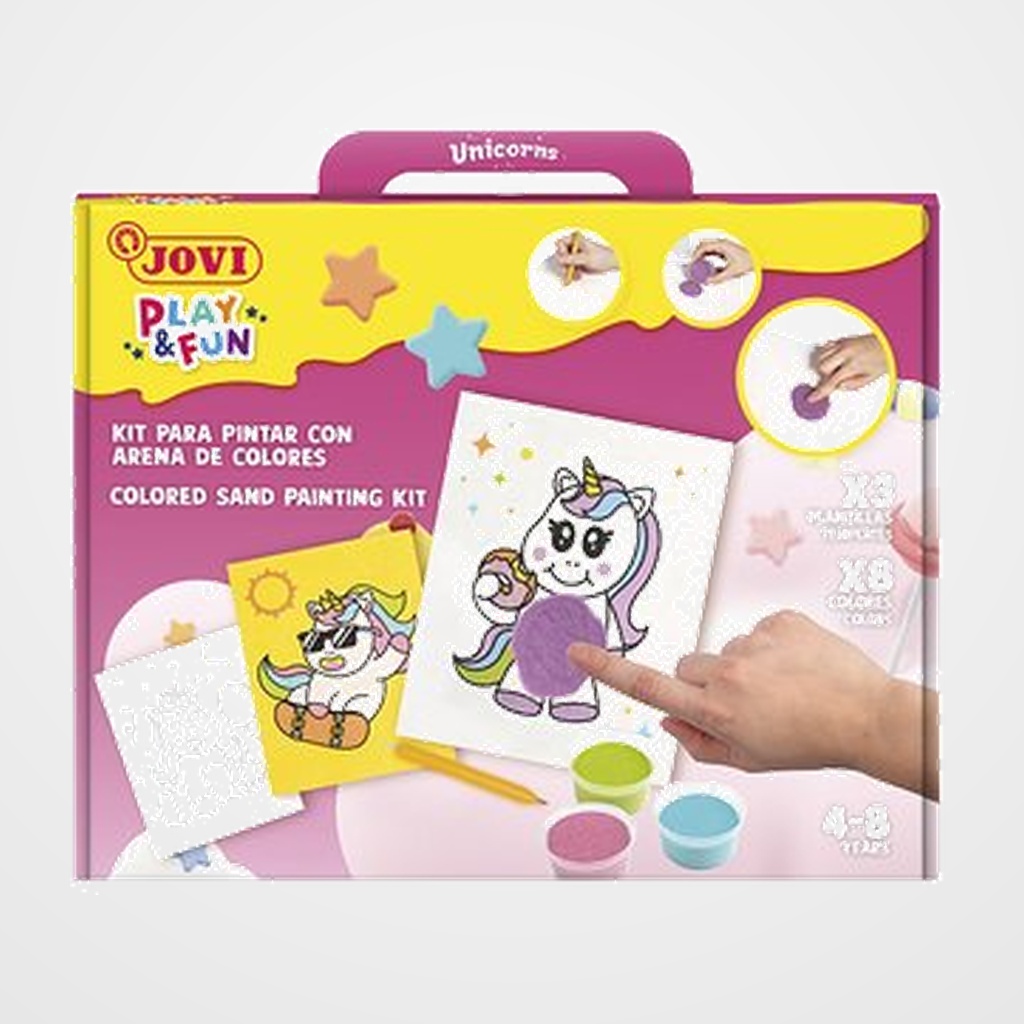 KIT DE MANUALIDADES JOVI PLAY&FUN PINTA CON ARENA DE COLORES UNICORNIOS