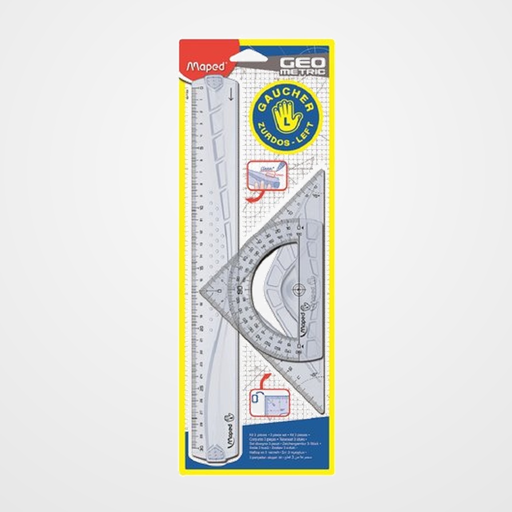 KIT 3 REGLAS GEOMETRIC MAPED PARA ZURDOS