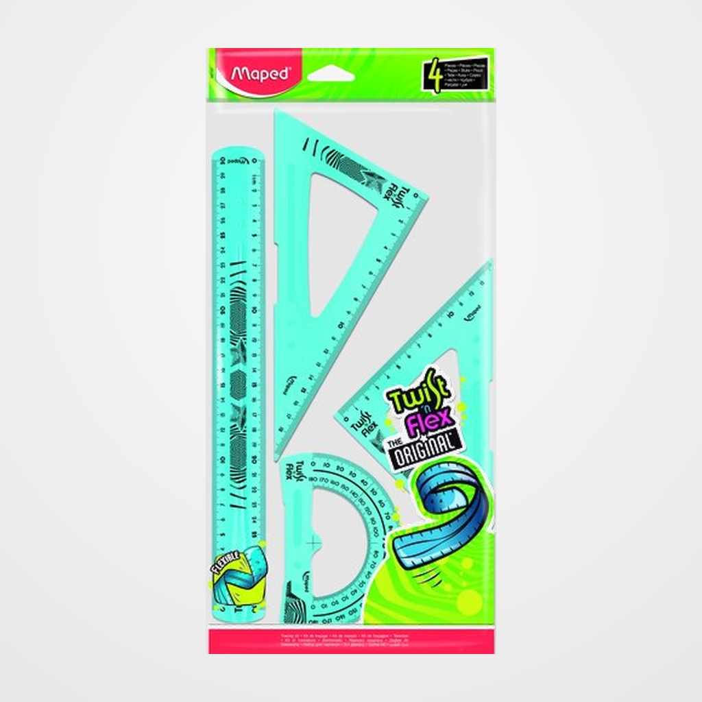 KIT 4 REGLAS TWIST & FLEX IRROMPIBLE MAPED
