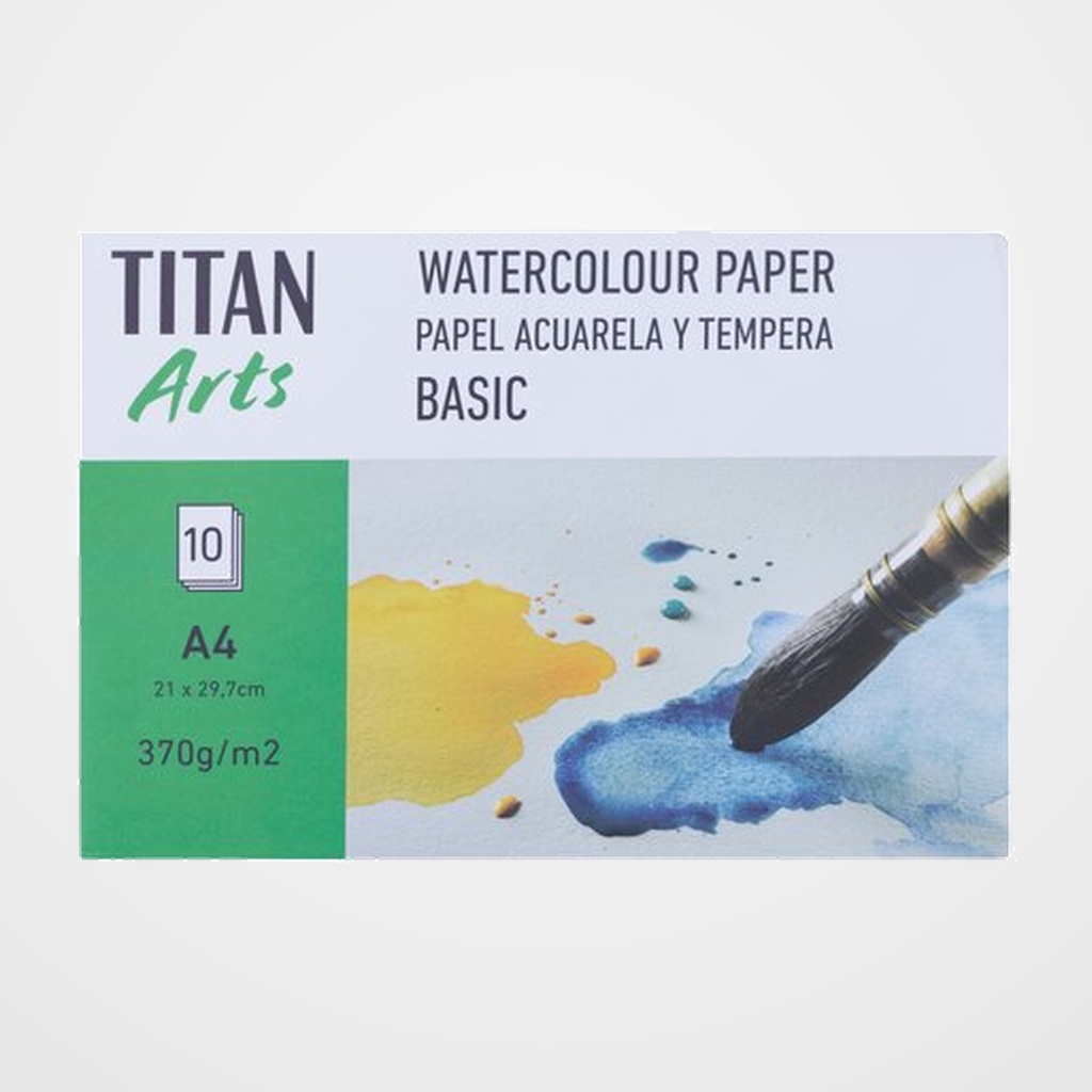 LAMINA TITAN ARTS CREATIVE ACUARELA BASIC 370g A4 LISO 10h