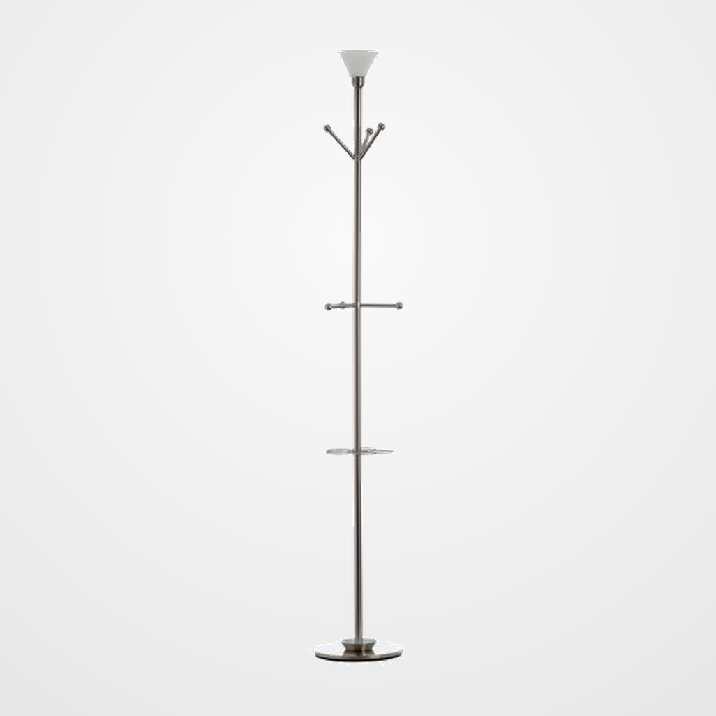 [15501175] LAMPARA DE PIE A.2000 LED 40W CERCEDA CON PERCHERO 8 COLGADORES COLOR ACERO