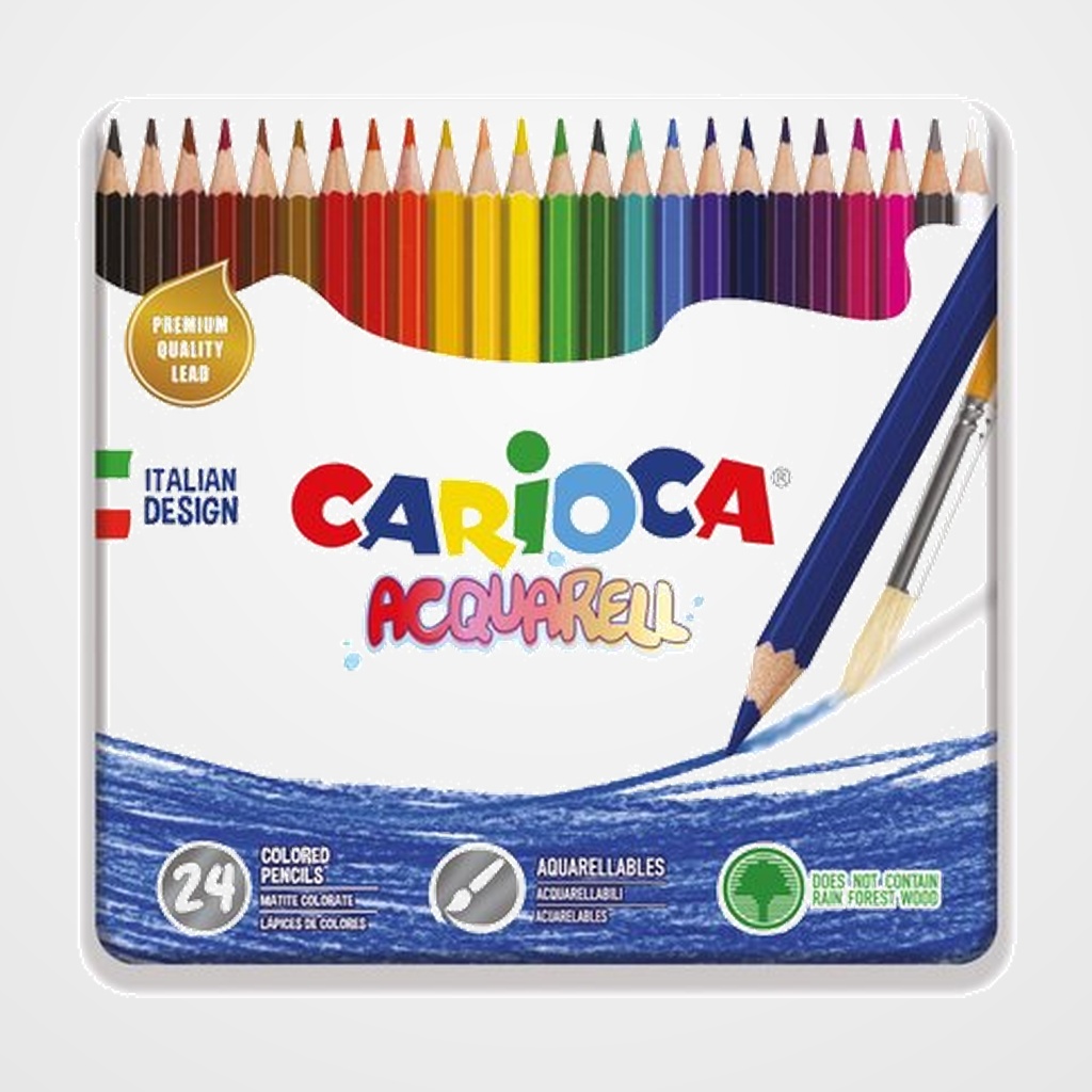 LAPICES ACUARELABLES CARIOCA estuche METAL de 24