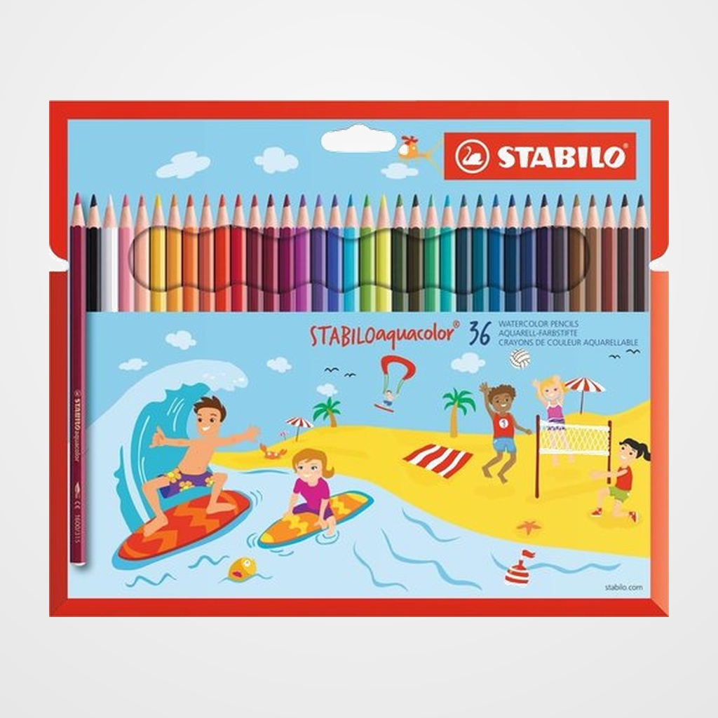 LAPICES ACUARELABLES STABILO AQUACOLOR estuche CARTON de 36