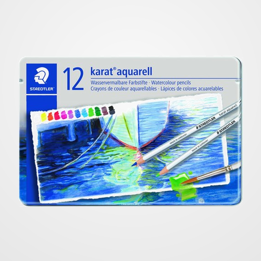 LAPICES ACUARELABLES STAEDTLER 125 KARAT estuche METAL de 12