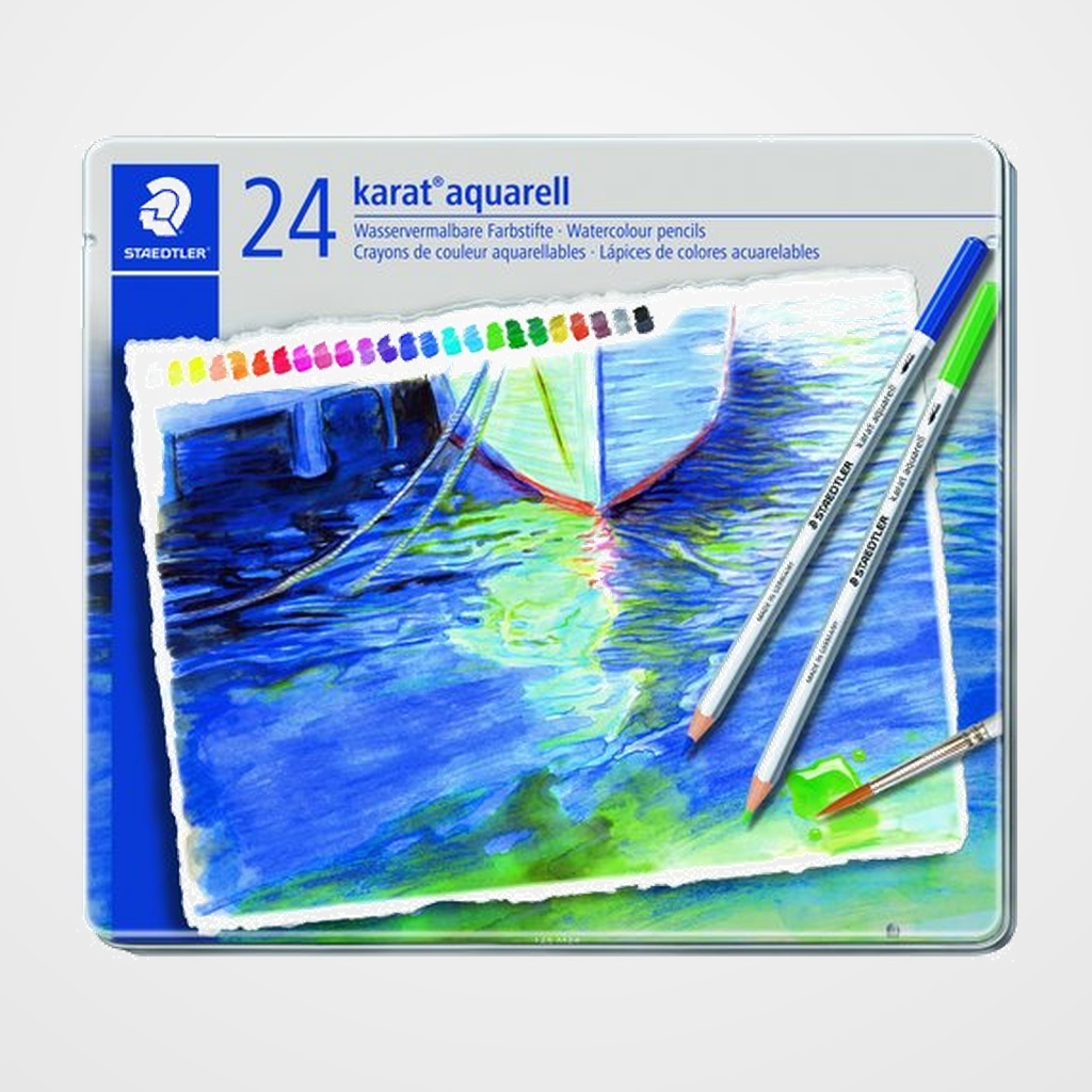LAPICES ACUARELABLES STAEDTLER 125 KARAT estuche METAL de 24