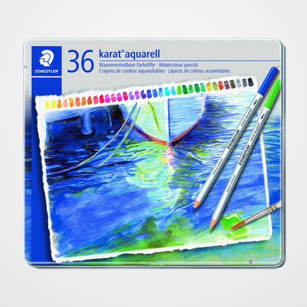 LAPICES ACUARELABLES STAEDTLER 125 KARAT estuche METAL de 36