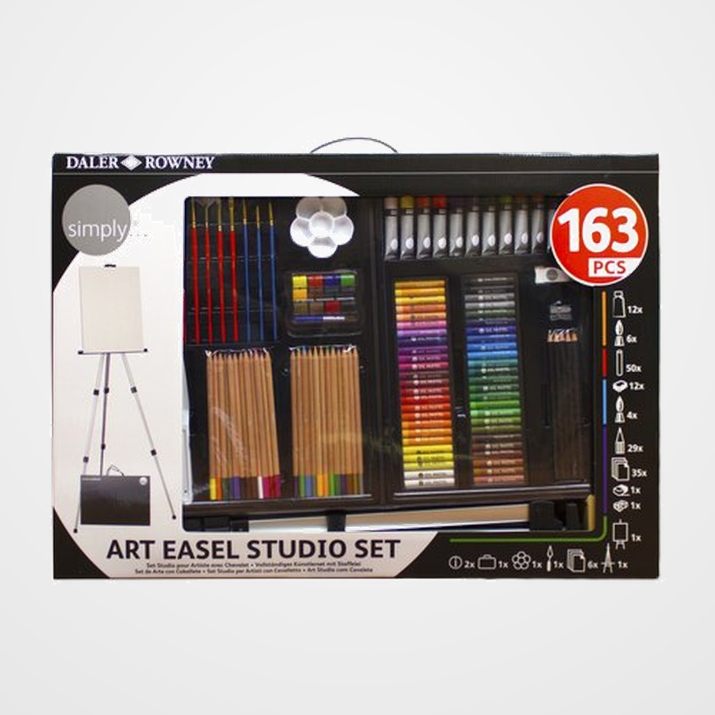 LAPICES DALER ROWNEY SET ARTE COMPLETO CON CABALLETE de 163 PIEZAS